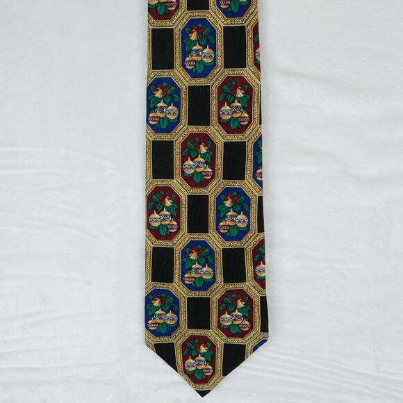 Vintage Hallmark Christmas Neck Tie Yule Tie Greetings 4"x58" Silk 1996 - Picture 3 of 9